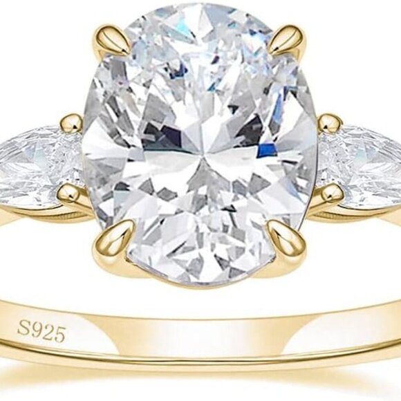 Sterling Silver 3-Stone Engagement Ring Cubic Zirconia Size 3-11